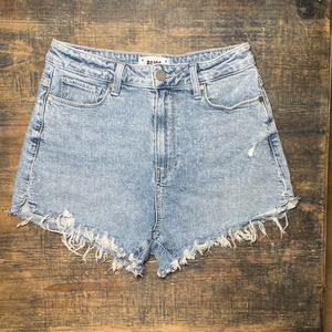 PAIGE Women's Margot Short Raw Hem High Rise Light Acid Wash Shorts